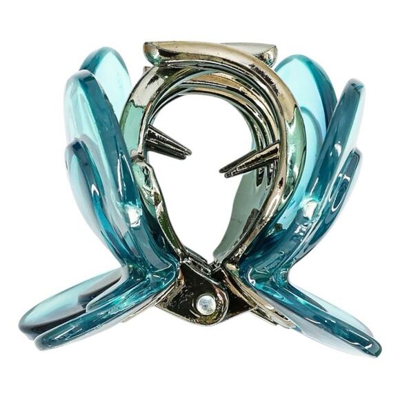 Whimsical Butterfly Floral Hair Accessories Set Blue Green Hair Sticks Claw Clip - Picture 11 of 12